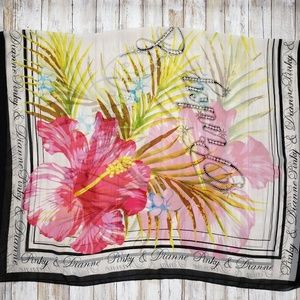 Vintage Pinky & Dianne Sheer Floral Chiffon Scarf.